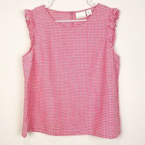 Cynthia Rowley Pink Gingham Blouse XL